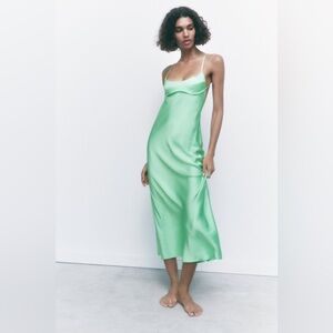Zara satin blogger favorite dress